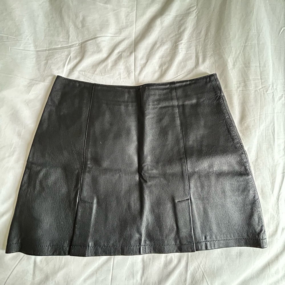 Newport News Black Faux Leather Mini Skirt